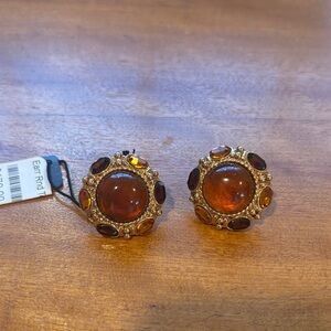 Elegant Gold and Brown Stud Earrings